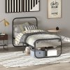 HOMCOM 3ft Single Bed Frame, Industrial Style Metal Platform Bed Frame with Under Bed Storage, No Box Spring Needed, Easy Assembly, Grey