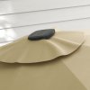 Outsunny 3(m) Cantilever Roma Parasol Adjustable Garden Sun Umbrella with LED Solar Light, Aluminium Frame, Tilt & Crank, UV50+, Cross Base Rotating Outdoor- Khaki