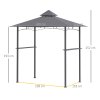 Outsunny 2.5x1.5m (8'x5') Grill Gazebo Canopy, Double Tiered Outdoor BBQ Gazebo Shelter with 2 Side Shelves for Garden, Patio, Barbecue, Picnic, Grey