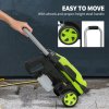 Outsunny 1800W High Pressure Washer, 150 Bar Pressure, 420 L/h Flow, Portable Electric Power Washer Jet Wash Cleaner with Adjustable Nozzle, 6M Hose, Steel Handle for Home Patio Car Driveway, Green