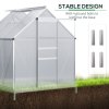 Outsunny Polycarbonate Greenhouse, Small Greenhouse with Adjustable Roof Vent, Garden Green House with Galvanised Base, Sliding Door and Rain Gutter, 190 x 190 x 200 cm, Silver Tone