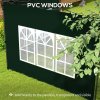 Outsunny Gazebo Side Panels with Window for 3x3(m) or 3x6m Gazebo Canopy, 2 Pack Sides Replacement, Green