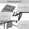 Outsunny 2 Piece Foldable Sun Lounger Set with 5-level Reclining Back, Outdoor Tanning Chairs Sun Loungers with Build-in Padded Seat, Side Pocket, Headrest for Beach, Patio, Grey