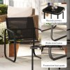 Outsunny Garden Bistro Set, 3 Piece Metal Garden Furniture Set with Mesh Chairs and Square Glass Top Table, Small Balcony Furniture for Outdoor, Patio, Conservatory, Black