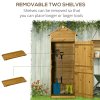 Outsunny Wooden Garden Storage Shed Utility Gardener Cabinet w/ 3 Shelves, Tilted-felt Roof and Two Lockable Doors, 79cm x 49cm x 191.5cm, Natural wood effect