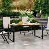 Outsunny Garden Table for 6 People, 160 x 80 x 75 cm Rectangle Outdoor Dining Table with Slatted Top, Metal Frame, for Balcony, Deck, Teak