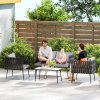 Outsunny 4 Piece Outdoor Garden Furniture Set with Cushions, 4 Seater Garden Sofa Set with Loveseat, Armchairs and Faux Marble Top Table, Outdoor Furniture Set for Patio, Conservatory, Light Grey
