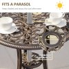 Outsunny 3 Piece Cast Aluminium Garden Bistro Set for 2, Outdoor Coffee Table Set Rust Resistant with Parasol Hole, Cushions, Patio Table and Chairs for Garden, Balcony, Bronze Tone