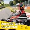 HOMCOM 24V Electric Go Kart for Kids, Drifting Ride-On Racing Go Kart with Slow Start, Music, Horn Honking and Safety Belt, for 8-12 Years Old, White