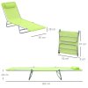 Outsunny Outdoor Foldable Sun Lounger, Adjustable Backrest Garden Recliner Sun Lounger Chair with Headrest Pillow, Green
