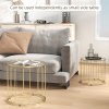 HOMCOM Round Coffee Table Set of 2, Glass Nest of Tables with Metal Frame and Tempered Glass Tabletop, Modern Side Tables for Living Room, Gold Tone
