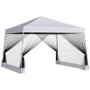Outsunny Outdoor Garden Pop-up Gazebo Canopy Tent Sun Shade Event Shelter Folding with Adjustable Height, Mesh Screen Side Walls 3.5 M 3.5 M Base / 3 M 3 M Top, White