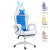 Vinsetto Reclining Racing Gaming Chair with Headrest and Lumber Support, PU Leather Computer Chair with Removable Rabbit Ears, Footrest, Blue