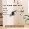 PawHut Cat Wall Furniture, 3 Piece Cat Shelves with Scratching Posts, Scratching Pads, Perches, Cat Wands, Toy Balls, Corner Design Cat Wall Shelves for Indoor Cats, Kittens, Light Grey