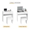 HOMCOM Dressing Table with Flip-Up Mirror and Cushioned Stool, Makeup Vanity Desk with Hidden Compartments and Storage Drawer, Convertible Writing Table for Bedroom, White
