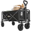 Outsunny 90L Festival Trolley on Wheels, Folding Camping Trolley Cart with Adjustable Handle, Portable for Outdoor, Garden, Shopping, Fishing, Black