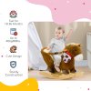 HOMCOM Kids Rocking Horse Plush Ride On Horse with Safety Belt, Realistic Sounds, Foot Pedals for Toddlers Aged 18-36 Months - Brown