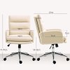 HOMCOM Home Office Chair, Upholstered Sherpa Fleece Desk Chair with Height Adjustable, Tilt Function and 360° Swivel Wheels for Home Office and Study Room, Cream White