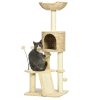 PawHut 116cm Cat Tree for Indoor Cats, Cat Tower with Scratching Posts, Ramp, Cat House, Toy Balls, Platforms, Bed, Ramp - Beige