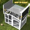 PawHut Wooden Dog Kennel, Elevated Dog House with Removable Floor, Asphalt and Openable Roof, Giant Window, Outdoor Pet House Shelter for Large Dogs, Charcoal Grey