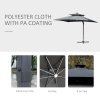 Outsunny 3m Cantilever Roma Parasol, Offset Patio Umbrella, Solar LED Lighted Hanging Sun Shade Canopy 250g Polyester SunShade with Aluminium Frame, Tilt & Crank Handle, Cross Base for Lawn, Grey