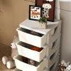 HOMCOM Kids Storage Units with 4 Drawers 4 Tier Chest Vertical Dresser Tower Toy Organiser for Nursery Playroom Kindergarten Cream