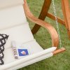 Outsunny Wooden Garden Swing Chair A-Frame Wood Log Swing Bench Chair With Canopy and Cushion for Patio Garden Yard