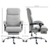 Vinsetto Office Chair with 4-point Vibration Massage and Heat, PU Leather High Back Recliner Desk Chair with Adjustable Height, Armrest, Footrest, Swivel Computer Chair for Home, Light Grey