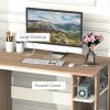 HOMCOM Computer Desk, Writing Desk with 3-Tier Storage Shelf, Work Table for Home Office, Study, Living Room, Oak and White