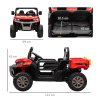 HOMCOM 2 Seater Kids Ride On Car with Electric Bucket, 12V Battery Powered Electric UTV with Shovel, Parental Remote, 4 Spring Suspension Wheels, Working Horn, Music - Red