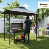 Outsunny 2.5x1.5m (8'x5') Grill Gazebo Canopy, Double Tiered Outdoor BBQ Gazebo Shelter with 2 Side Shelves for Garden, Patio, Barbecue, Picnic, Grey