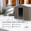 Outsunny 9 x 6ft Metal Garden Shed, Outdoor Storage Tool House with Ventilation Slots, Foundation Kit and Lockable Double Doors, Light Brown