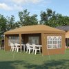 Outsunny 3 x 6m Garden Pop Up Gazebo, Height Adjustable Marquee Party Tent with Sidewalls, Storage Bag, Khaki