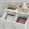 kleankin 2 Doors Laundry Cabinet, Bathroom Cabinet with 2 Tilt-Out Hampers, Modern Storage Unit for Washroom, White