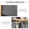 HOMCOM Bamboo Laundry Basket, Laundry Hamper with Shelf, 2 Pull-out Bags for Bedroom, Bathroom, Laundry Room, 64 x 33 x 73 cm, Grey