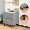HOMCOM Bedside Table, Side Table with 2 Drawers, Bedside Cabinet with Storage and Steel Legs for Bedroom, Living Room, Grey