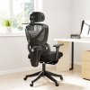 HOMCOM Ergonomic Office Chair, Mesh Desk Chair with 3D Armrests, Rotatable Headrest, Adjustable Lumbar Support, Coat Hanger, Recliner Computer Swivel Chair with Footrest for Home Office, Black
