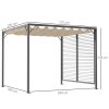 Outsunny 2.8 x 3(m) Metal Outdoor Pergola with Retractable Roof, Outdoor Gazebo Canopy Shelter with Grommet Holes for Garden, Patio, Lawn, Beige