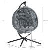 Outsunny Outdoor Hanging Chair, Swing Chair with Metal Stand, Thick Padded Cushion, Foldable Basket and Side Pocket, for Indoor and Outdoor, Charcoal Grey