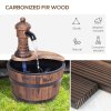 Outsunny Barrel Patio Water Fountain Wood Garden Decorative Ornament Water Feature w/ Electric Pump