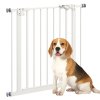 PawHut Dog Gate Stair Gate Pressure Fit Pets Barrier Auto Close for Doorway Hallway, 74-80cm Wide Adjustable, White
