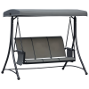 Outsunny 3 Seater Garden Swing Seat Outdoor Swing Chair with High Back Design, Steel Frame, Side Pouches, Adjustable Canopy, Charcoal Grey