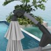 Outsunny 2.7m Cantilever Parasol with Cross Base, Banana Parasol with Crank Handle and 16 Fibreglass Ribs, Round Hanging Patio Umbrella for Outdoor Pool, Garden, Balcony, Grey