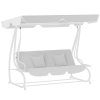 Outsunny Garden Swing Canopy Replacement 3 Seater, Waterproof Garden Swing Seat Canopy Cover, Windproof Anti-UV Sun Shade (Canopy Only) for Patio, Balcony, Light Grey