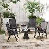Outsunny Set of 4 Folding Garden Chairs, Metal Frame Garden Chairs Outdoor Patio Park Dining Seat with Breathable Mesh Seat, Black