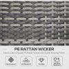 Outsunny Folding Rattan Sun Lounger, Wicker Garden Lounger with Cushion and Pillow, Outdoor Sunbed with Steel Frame for Patio, Beach, Terrace, Grey