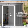 Outsunny 8.5 x 6ft Metal Shed with Lightsky Panels, Garden Storage Tool House with Double Doors for Garden, Patio and Lawn, Grey