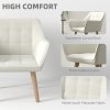 HOMCOM Armchair Accent Chair, Vanity Chair with Wide Arms, Slanted Back, Padding, Metal Frame, Wooden Legs, Home Bedroom Furniture Seating, Cream White