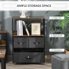 HOMCOM 3 Drawer Storage Chest Unit Home Cabinet w/ Shelves Home Living Room Bedroom Entryway Living Furniture