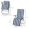 Outsunny Reclining Garden Chair Set of 2, 5-Level Adjustable Zero Gravity Chairs with Cushions, Folding Sun Lounger Garden Recliner Chairs with Armrests for Outdoor, Patio, Blue Stripe